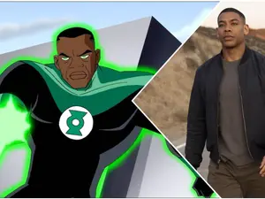 New BTS pics from DCU's Lanterns give us the first look at Green Lantern John Stewart in action