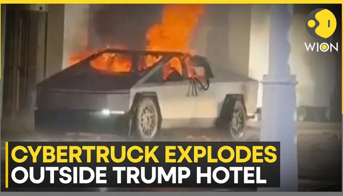 Tesla cybertruck explodes outside Trump's hotel