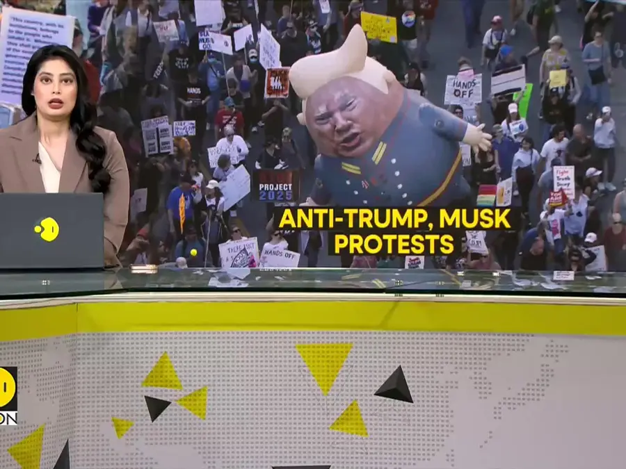 Anti-Trump & Musk protests erupt across US; protesters chant 'No kings in the USA' & 'Depart Musk