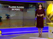 Peru's storm drain overflows, sweeping away trees