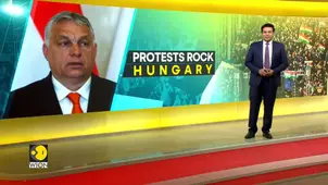 Protesters in Hungary in opposition to new law banning LGBTQ+ Pride events