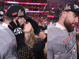 Adorable! Taylor Swift and Travis Kelce celebrate Chiefs big win with a kiss | Watch