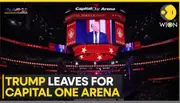 US President Donald Trump entered Capital One Arena to thunderous applause for first family