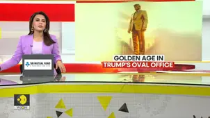 Gold accents, gilded trophies, grand portraits deck Trump's office rooms
