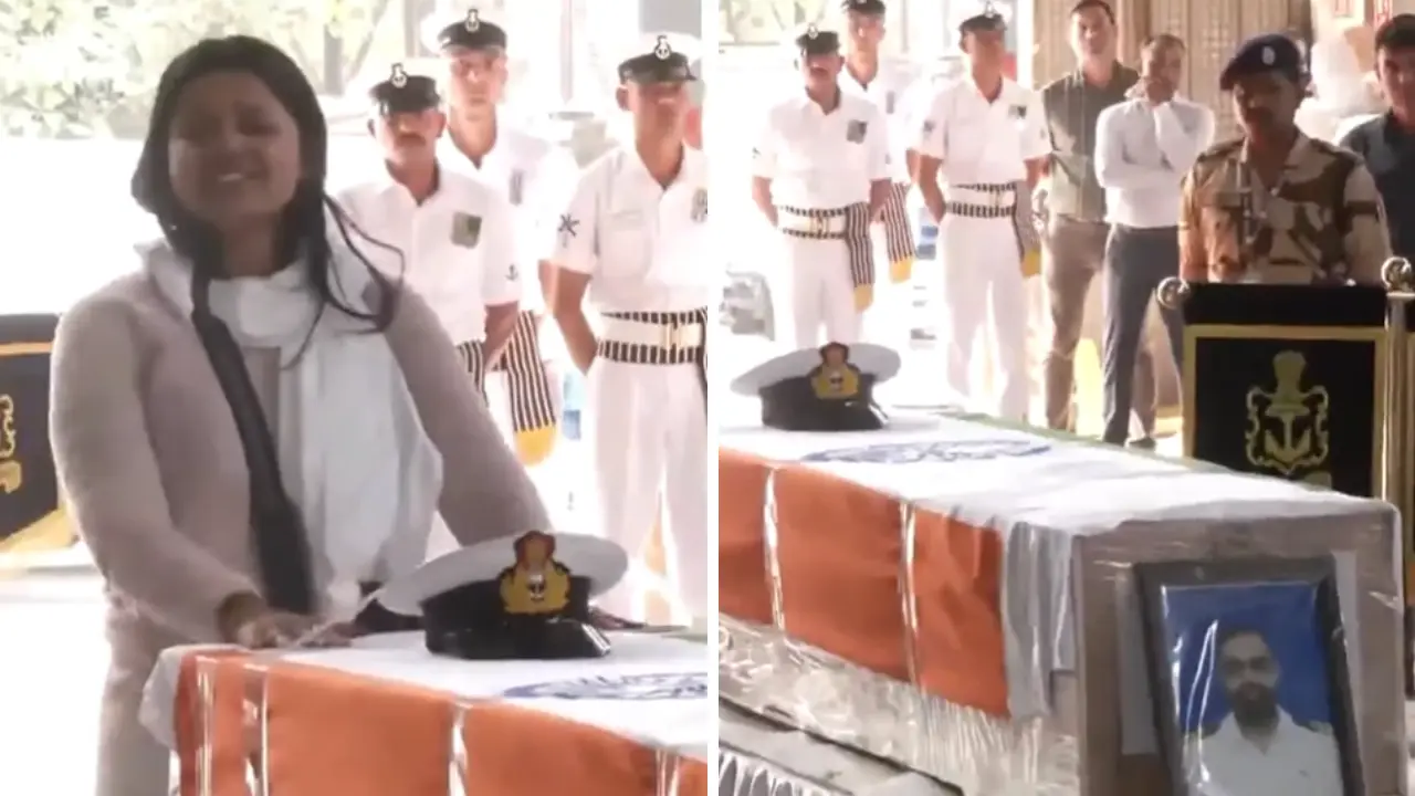 'World is still surviving...': Navy officer's wife bids emotional farewell to husband who died in J&K terror attack | Video