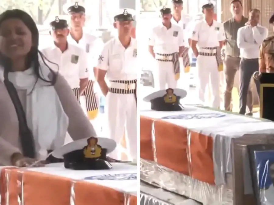 'World is still surviving...': Navy officer's wife bids emotional farewell to husband who died in J&K terror attack | Video