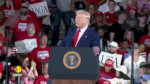 US president Trump celebrates 100 days of second term with campaign-style rally