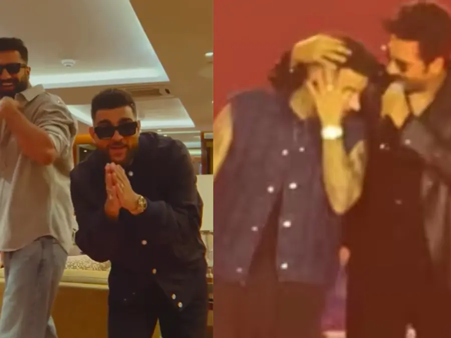 Karan Aujla gets emotional as Vicky Kaushal hails his journey during Mumbai gig | Watch
