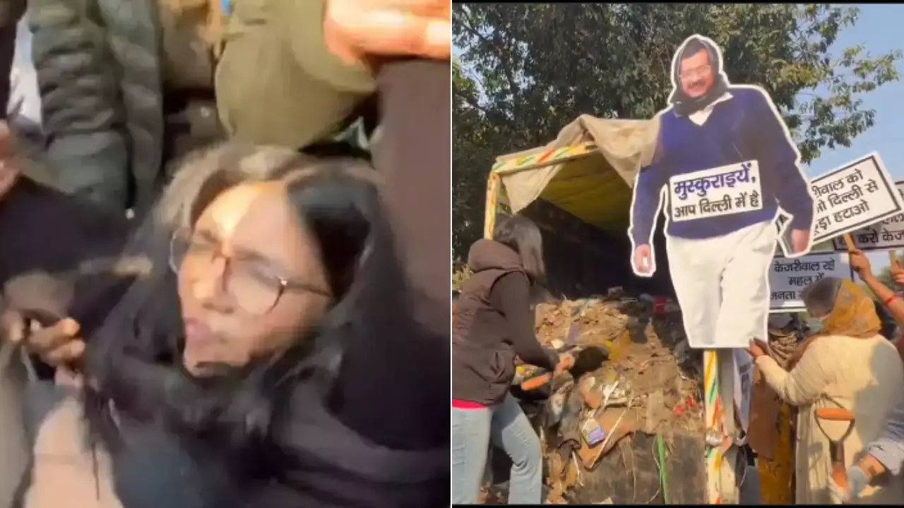 Watch: Swati Maliwal detained after dumping garbage outside Kejriwal's house in protest
