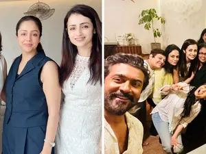 Jyotika poses with Trisha Krishnan, Ramya at a brunch party, Suriya clicks selfie with the ladies
