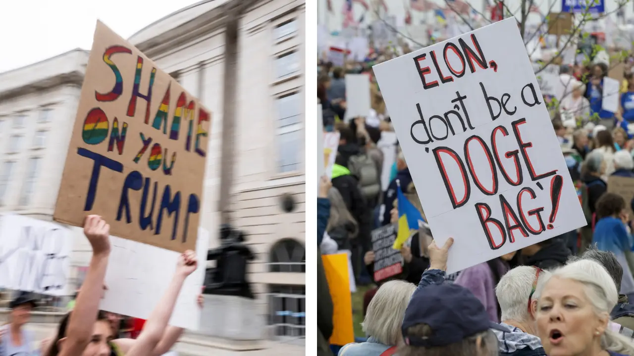 'Shame on you Trump': Americans gather for 'Hands Off' protest against US president, Musk; say 'don't be DOGE BAG'