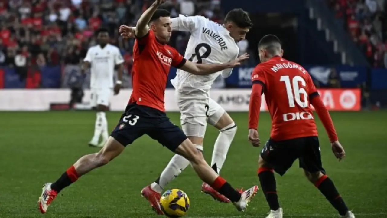 La Liga: 10-man Real Madrid draws at Osasuna after Bellingham's red card
