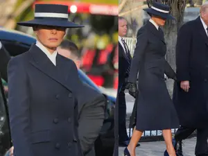 Donald Trump inauguration: Melania Trump looks graceful in blue classic coat dress | See pics