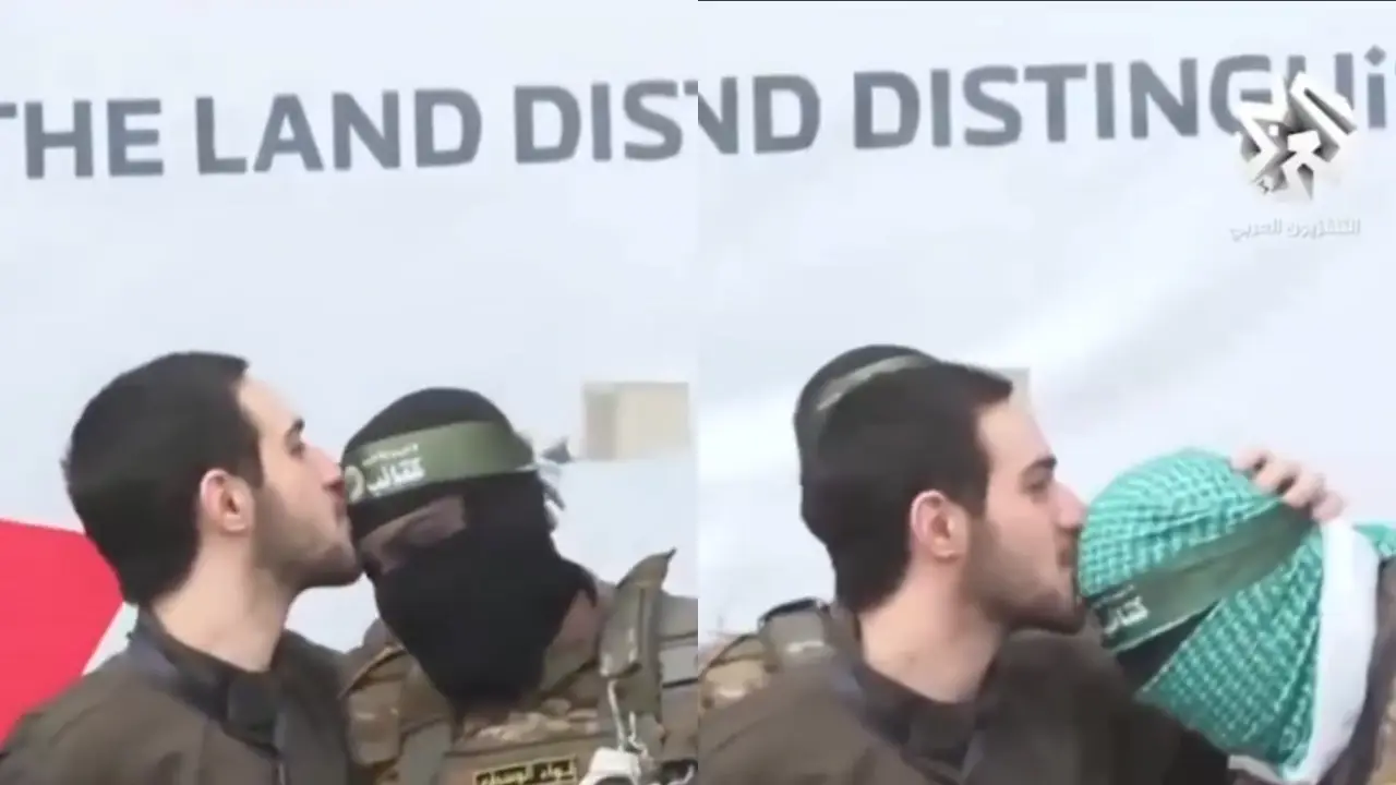 Stockholm Syndrome? Israeli hostage seen kissing Hamas militants on head after release. Watch video Stockholm Syndrome? Israeli hostage seen kissing Hamas militants on head after release. Watch video