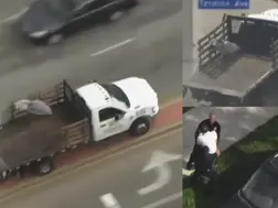 Watch: Stolen truck crashes into multiple vehicles during chase in Long Beach area