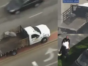 Watch: Stolen truck crashes into multiple vehicles during chase in Long Beach area