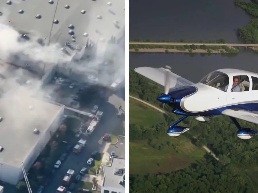 Video: Two dead as small plane crashes into warehouse building in California