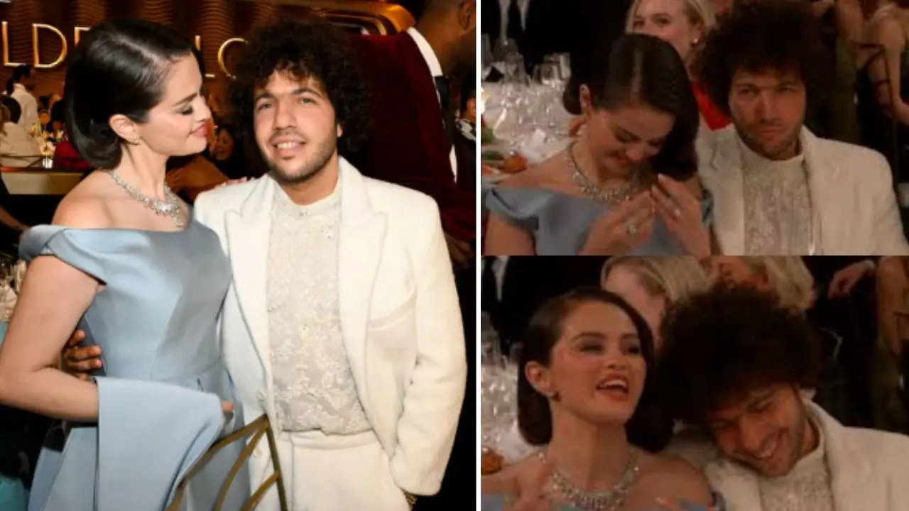 Selena 'Cinderella' Gomez attends Golden Globes 2025 with fiance Benny  Blanco; see their cute PDA moments