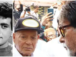 Bollywood legends Amitabh Bachchan and Salim Khan hug at Manoj Kumar's funeral