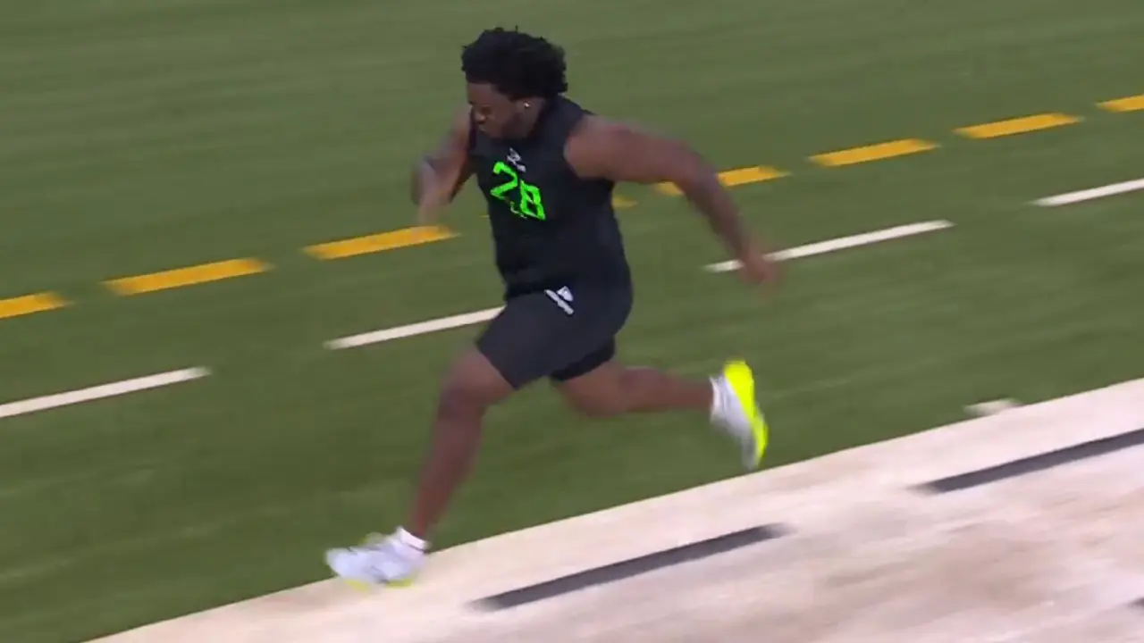 WATCH | 332-pound 6'4" Missouri Tigers OL Armand Membou runs 40-yard dash in under 5 seconds