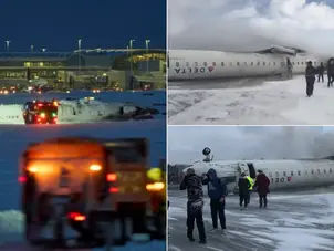 Delta plane crash: 'I'm upside down,' says survivor as videos from ground zero show stunning visuals