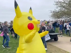 WATCH | Giant Pikachu steals the show at anti-Trump ‘Hands Off’ protest in Washington DC