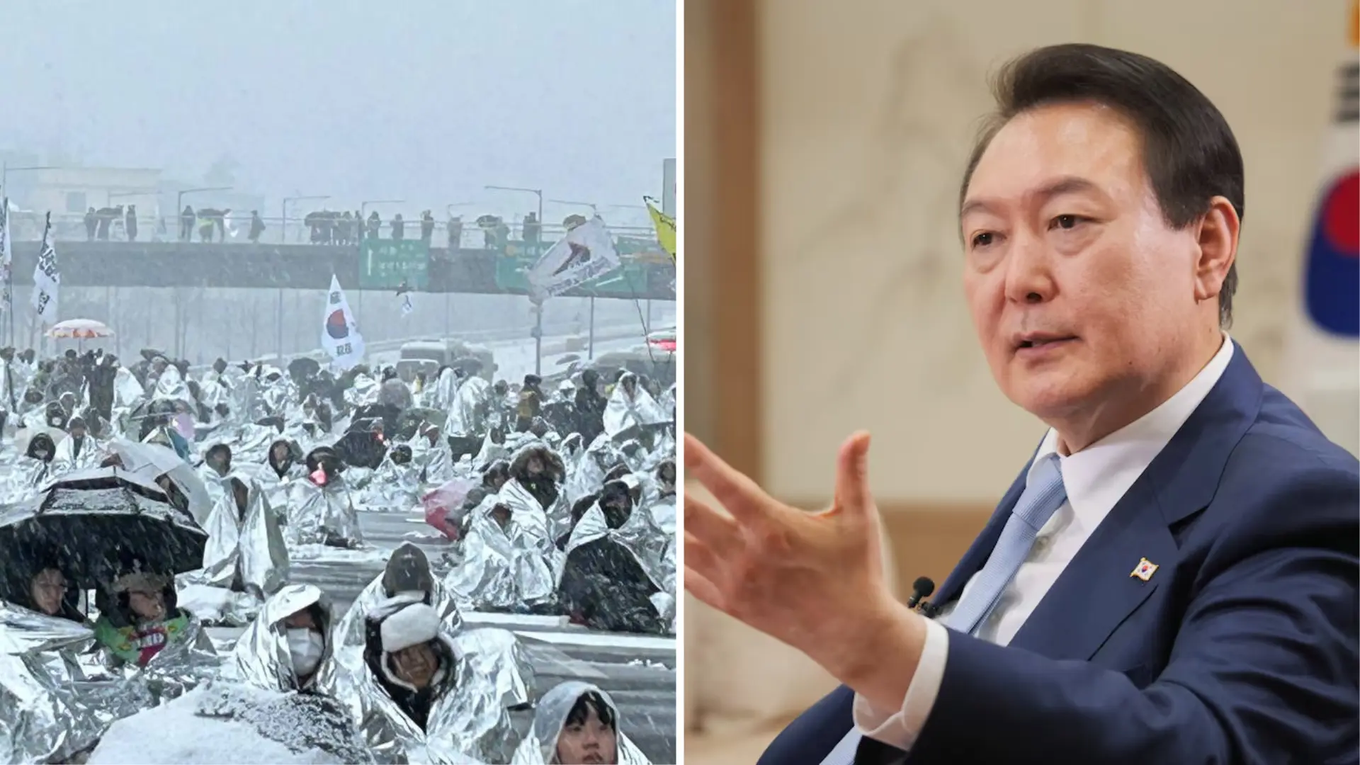 South Korea political crisis: Thousands brave snow to rally for, against impeached President Yoon