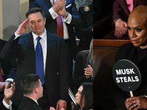 Donald Trump asks Congress to applaud DOGE chief Elon Musk as Democrats hold signs 'Musk steals'