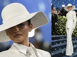 Zendaya suits up in white for Met Gala 2025