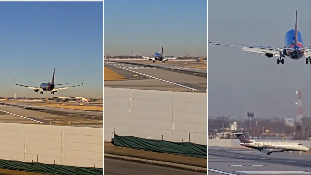 WATCH: Shocking video captures near-collision of Southwest Airlines plane with private jet