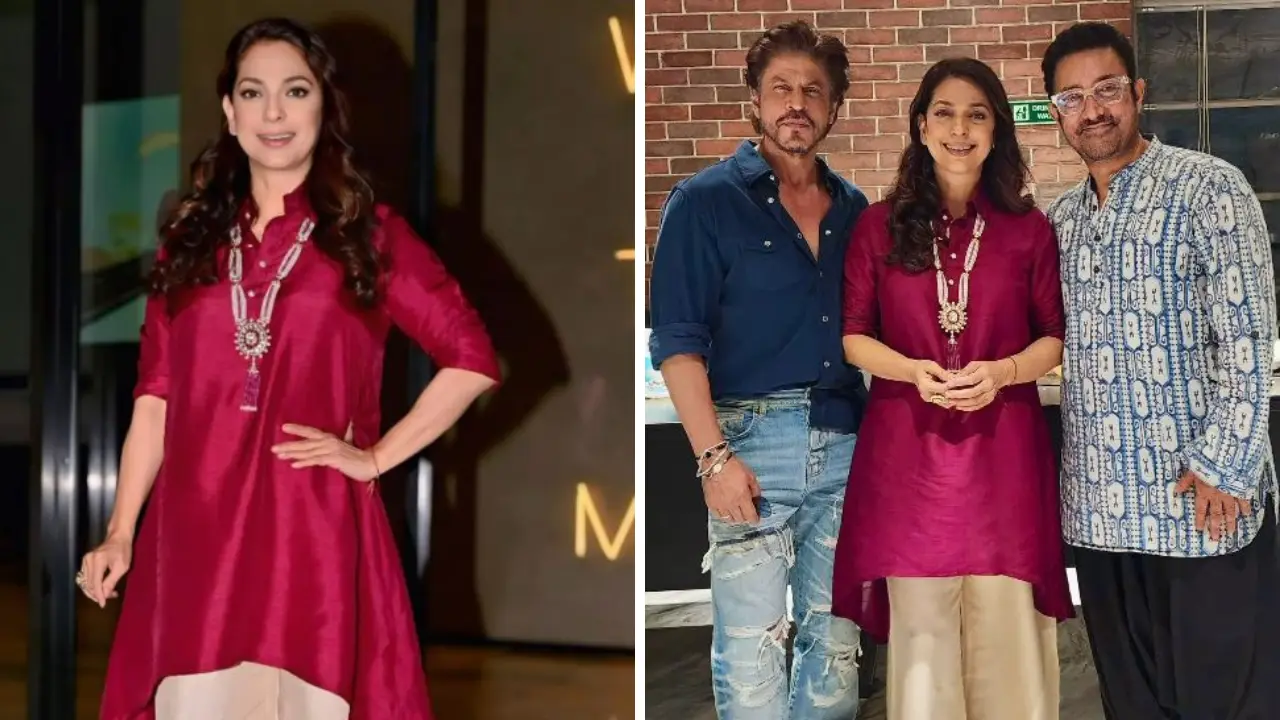 Juhi Chawla's photo with Shah Rukh and Aamir Khan will make every '90s kid happy Juhi Chawla's photo with Shah Rukh and Aamir Khan will make every '90s kid happy