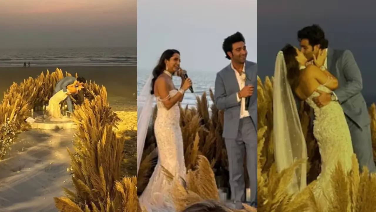 Aadar Jain and Alekha Advani tie the knot in a dreamy beach wedding | Watch