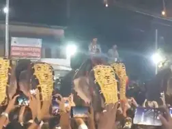 Video: Agitated elephant goes on rampage near Kerala mosque, swings man wildly