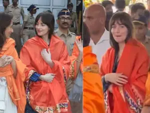 Dakota Johnson visits Siddhivinayak Temple with actress Sonali Bendre | Watch