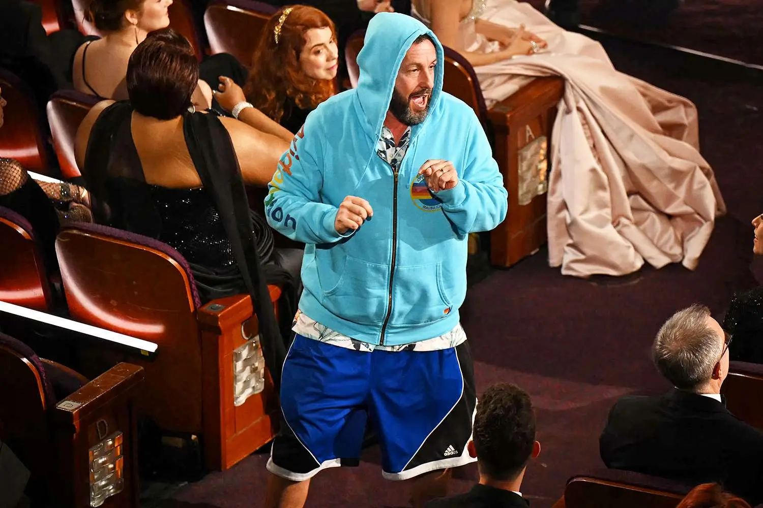 What was Adam Sandler doing in a sweatshirt at the Oscars?