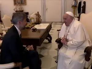 Pope Francis seen using sling following injury in right forearm