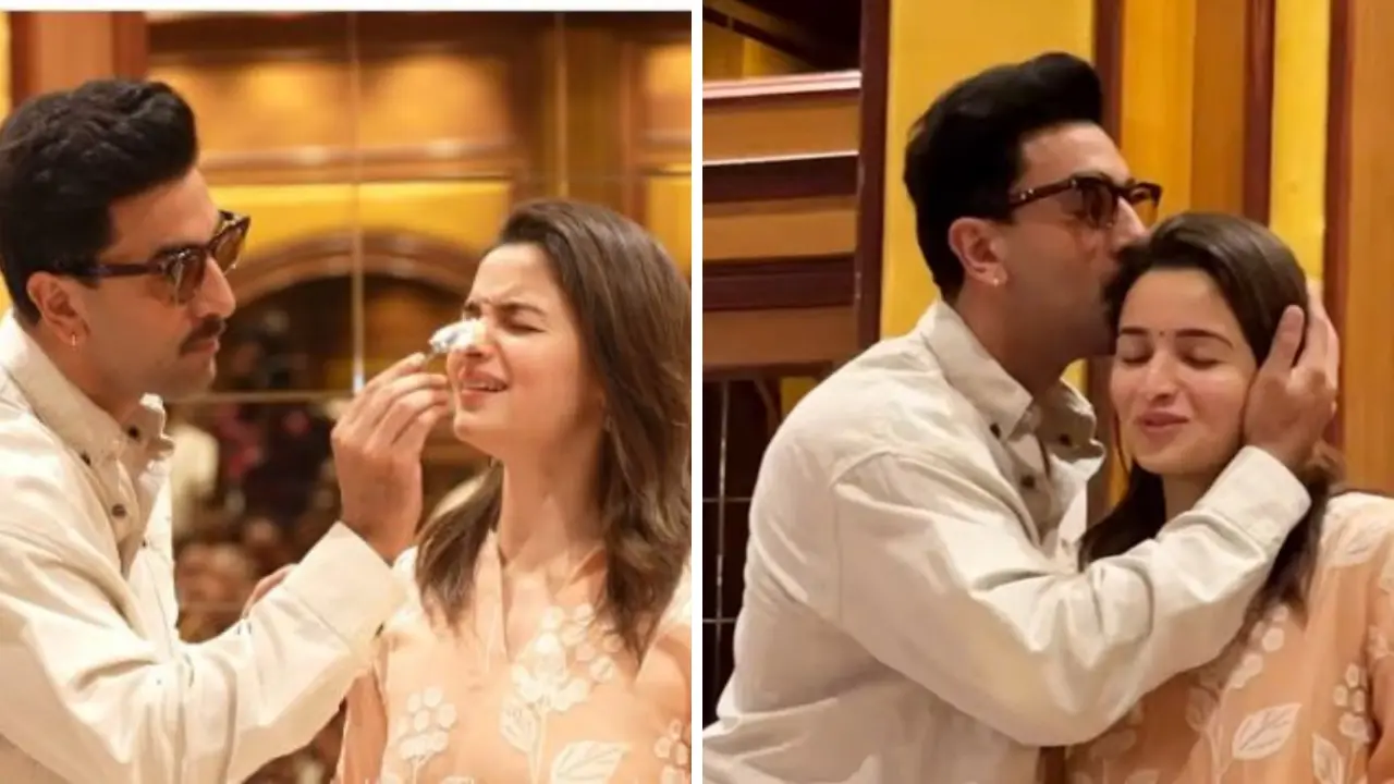 Alia Bhatt's pre-birthday celebrations: Ranbir Kapoor smears cake on her forehead, plants a kiss, watch