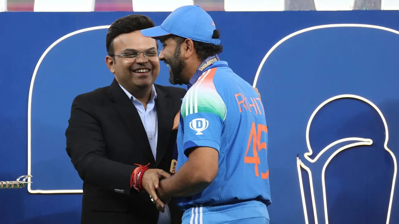 Rohit-Jay Shah pose with twin ICC titles after India’s Champions Trophy hurray - Watch