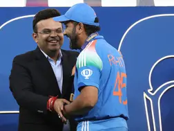 Rohit-Jay Shah pose with twin ICC titles after India’s Champions Trophy hurray - Watch