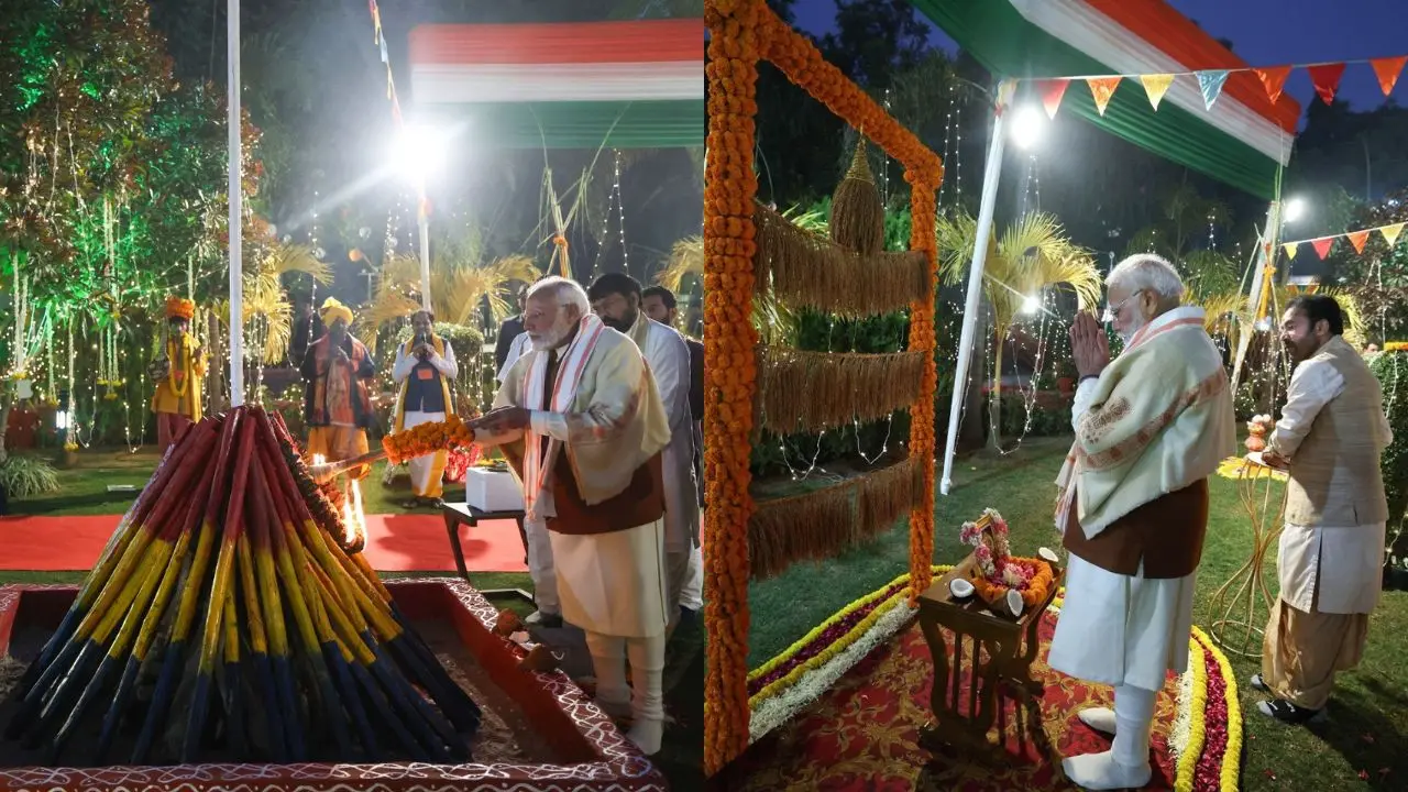 PM Modi attends Sankranti, Pongal celebrations at Union Minister Kishan Reddy's residence PM Modi attends Sankranti, Pongal celebrations at Union Minister Kishan Reddy's residence