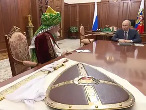 Russian President Putin presented with sword, shield on third anniversary of Ukraine war