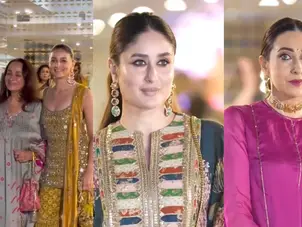 Ranbir Kapoor, Alia Bhatt and Kareena Kapoor at Aadar Jain-Alekha Advani's pre-wedding ceremony