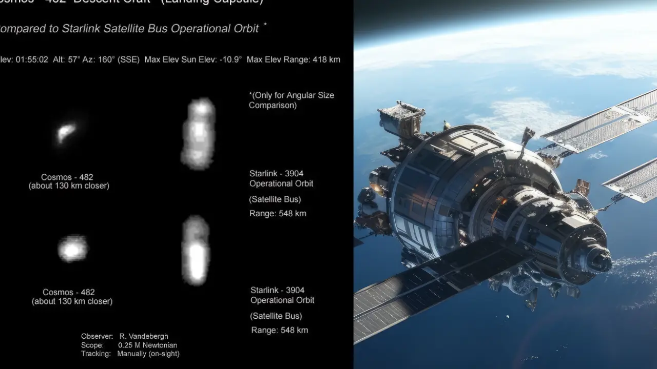 Kosmos 482 is plunging with something hanging on its side. What is it?