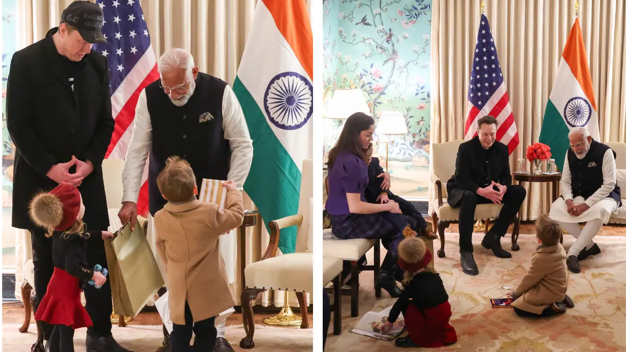 Elon Musk's kids steal the show as he meets PM Modi in US | See pics