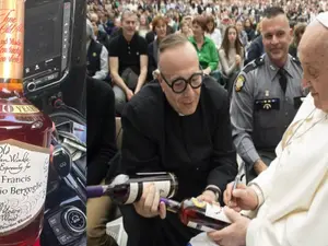 WATCH | When Pope Francis signed two bottles of bourbon AND for a good cause