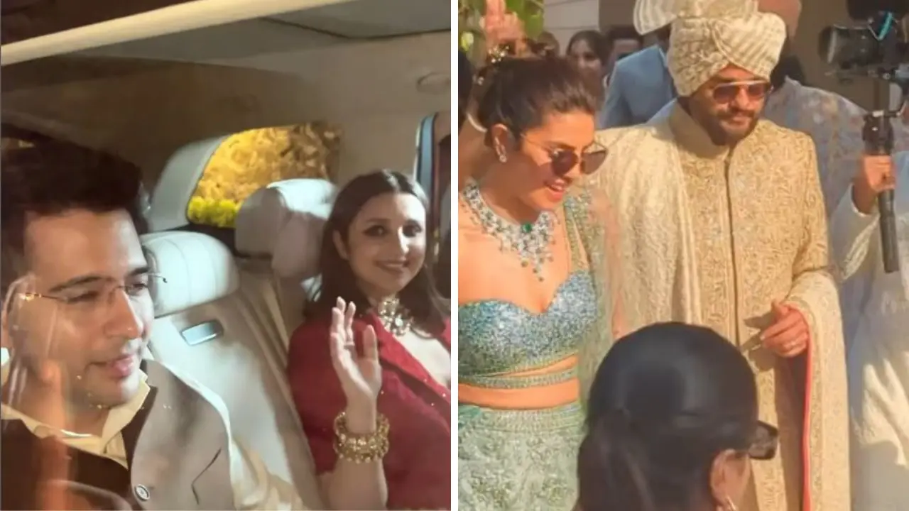 Priyanka Chopra Jonas escorts her brother down the aisle, Parineeti Chopra attends wedding with Raghav Chadha