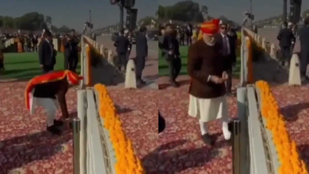PM Modi picks up waste at Kartavya Path during Republic Day celebrations