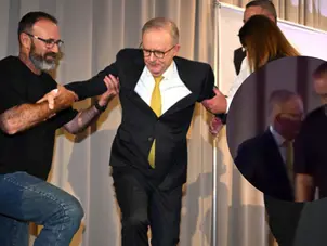 Australia PM Anthony Albanese falls off stage during campaign event; watch viral video