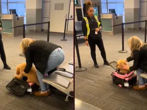 Netizens shocked to see woman stuff dog into small carrier before flight