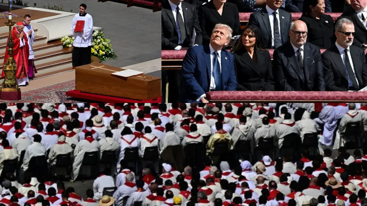Funeral ceremonies underway; US President Donald Trump seated in first row